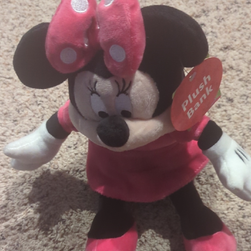 Disney Minnie Mouse Plush Bank - Pink and Black